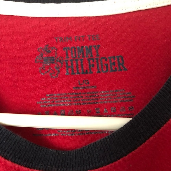 Tommy Hilfiger Red Logo Tee Size Large - Picture 4 of 5